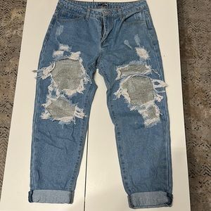 Bedazzled boyfriend jeans